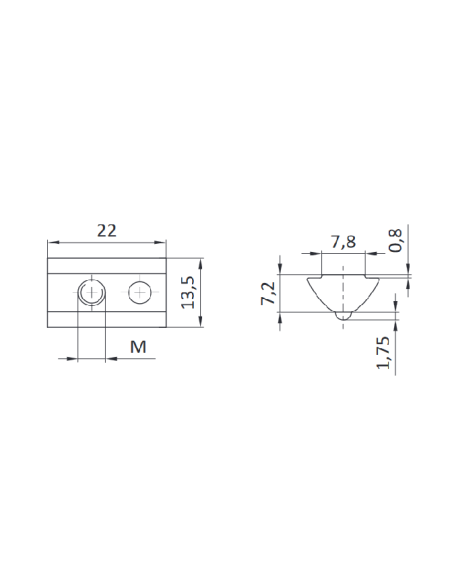 Wpust rowkowy z kulką M6 [8]