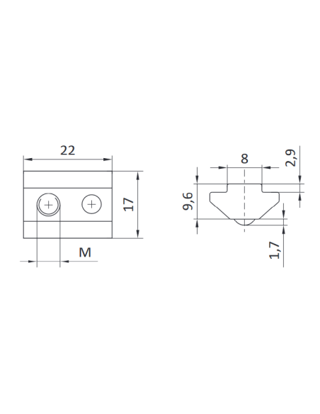 Wpust rowkowy ciężki z mostkiem  M6 [8]