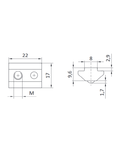 Wpust rowkowy ciężki z mostkiem  M8 [8]