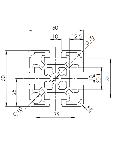 Profil aluminiowy 50x50L [10]