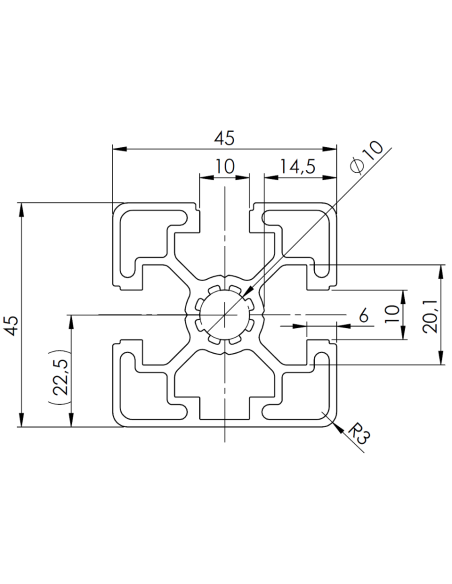 Profil aluminiowy 45x45L 3N [10]