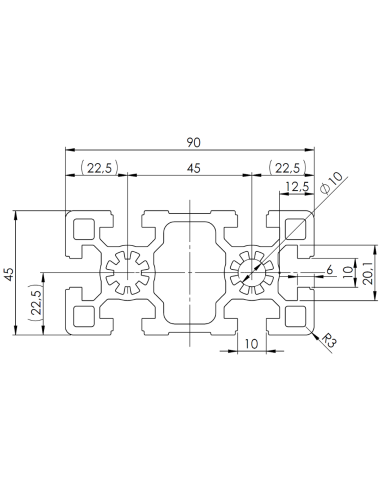 Profil aluminiowy 45x90 [10]