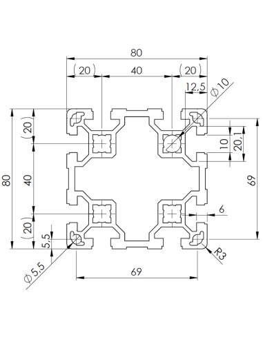 Profil aluminiowy 80x80L [10]