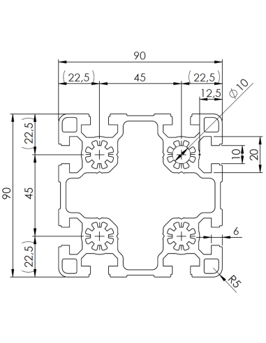 Profil aluminiowy 90x90L [10]