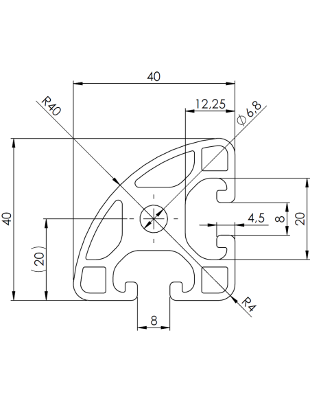 Profil aluminiowy 40x40L R40-90° [8]
