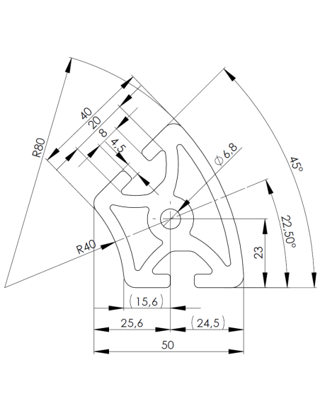 Profil aluminiowy R40/80-45° [8]