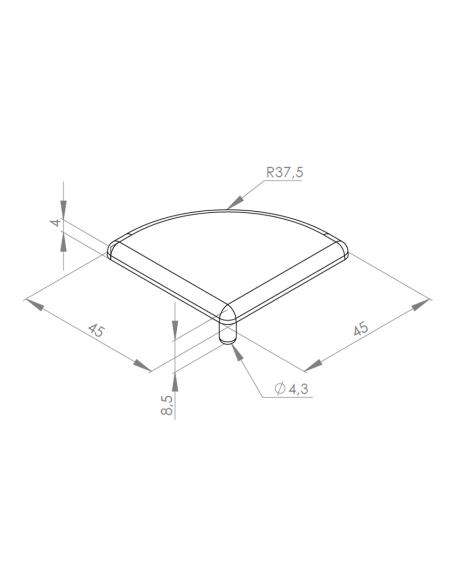 Zaślepka dla profili aluminiowych 45x45 R
