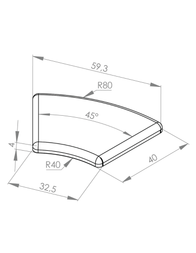 Zaślepka dla profili aluminiowych R40/80 - 45°