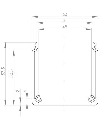 Kanał kablowy aluminiowy 60x60