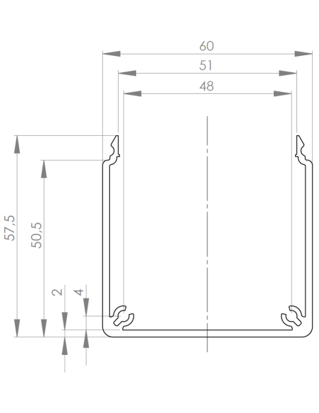 Kanał kablowy aluminiowy 60x60