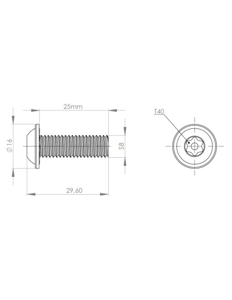 Śruba centralna samogwintująca S8x25 do rowka 8 mm | Leanflex