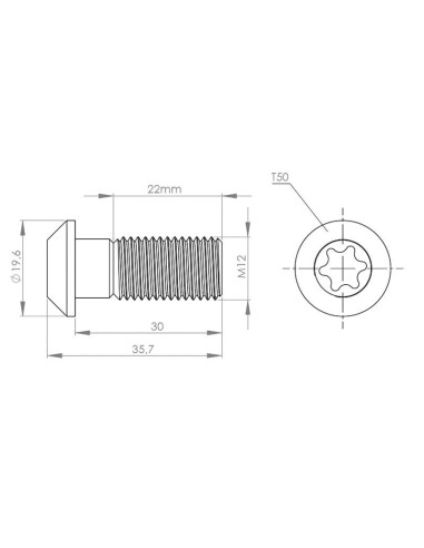 Śruba centralna M12x30 do rowka 10mm
