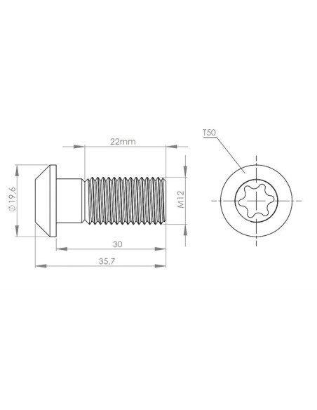 Śruba centralna M12x30 do rowka 10mm