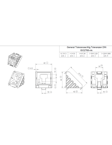Kątownik 45x45 do profili aluminiowych, rowek 10 mm | Leanflex
