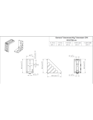 Kątownik 45x90 do rowka 10mm