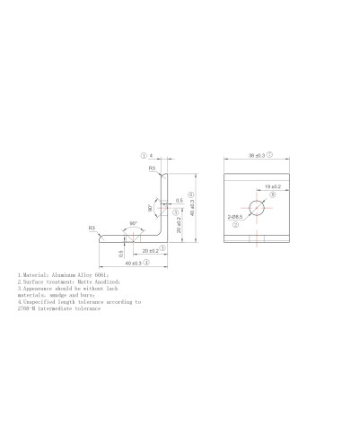 Kątownik aluminiowy anodowany 40x40 do rowka 8mm