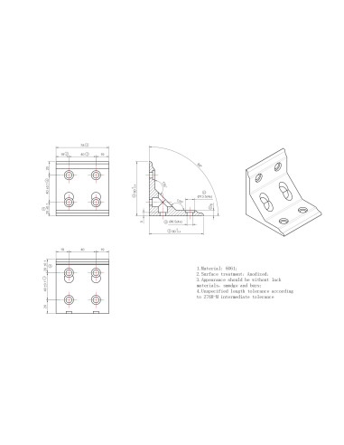 Kątownik aluminiowy anodowany 80x80, rowek 10 mm | Leanflex