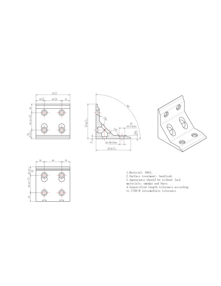 Kątownik aluminiowy anodowany 80x80, rowek 10 mm | Leanflex