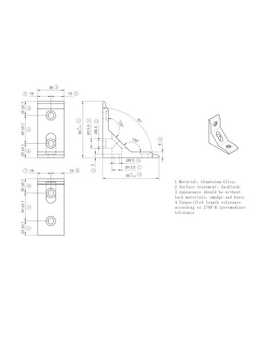 Kątownik aluminiowy anodowany 40x80, rowek 10 mm | Leanflex