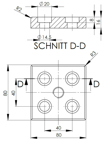 Płyta mocująca 80x80 M12