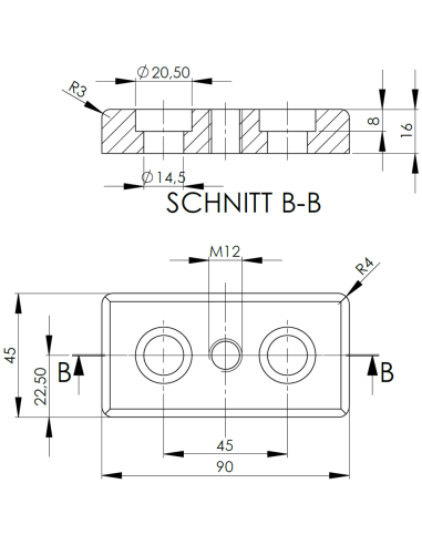 Płyta mocująca 45x90 M12