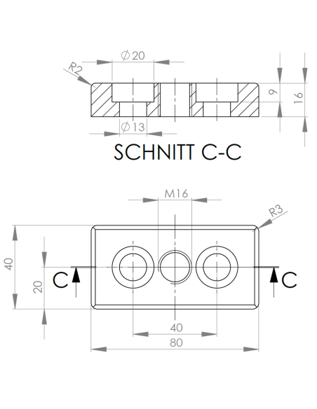 Płyta podkładowa 40x80 M16