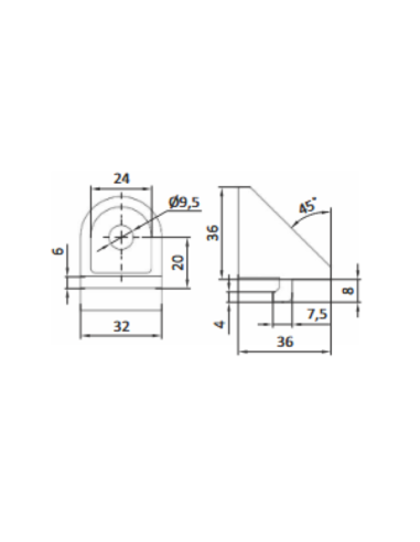 Kątownik typu R do rowka 8mm  z wpustem