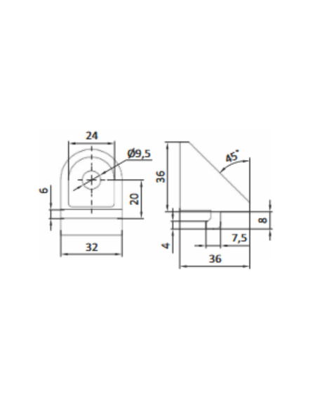 Kątownik typu R do rowka 8mm  z wpustem