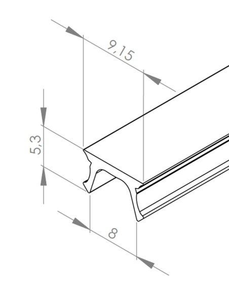 Profil maskujący do rowka 8mm w kolorze aluminium