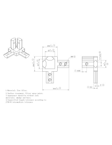 Łącznik węzłowy rowkowy 30x30/3 [8]