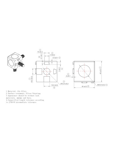 Łącznik węzłowy 40x40/3 malowany na kolor srebrny [10]