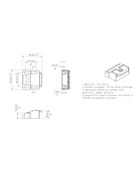 Zamek do drzwi, kolor srebrny [8] [10]