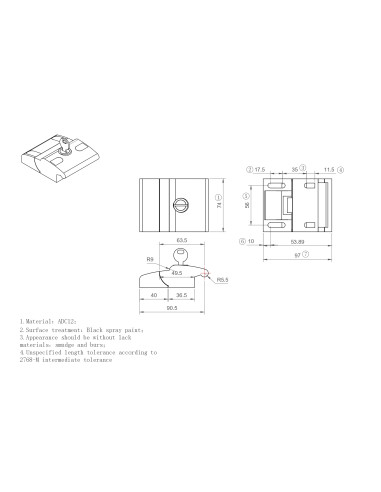 Zamek do drzwi aluminiowy, kolor czarny [8] [10]