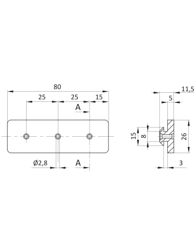 Ślizgacz jednostronny gładki POM [8]