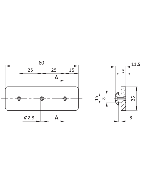 Ślizgacz jednostronny gładki POM [8]