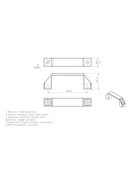 Uchwyt kabłąkowy 120 aluminiowy kolor czarny [8] [10]