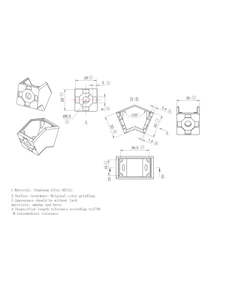 Łącznik kątowy 30x30 45º [8]