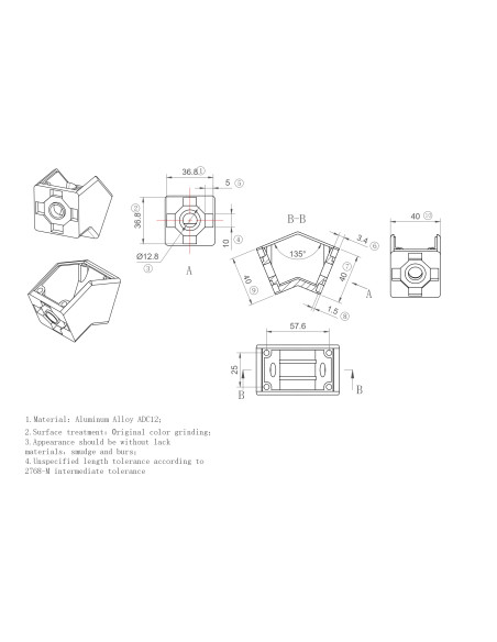 Łącznik kątowy 40x40 45º [8]