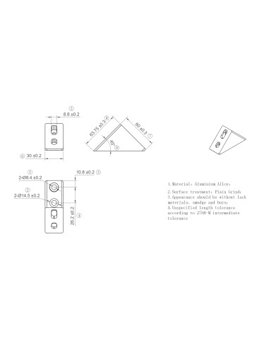 Łącznik kątowy 30x60 45º [8]