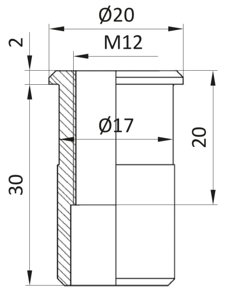 Tuleja gwintowana M12 ESD