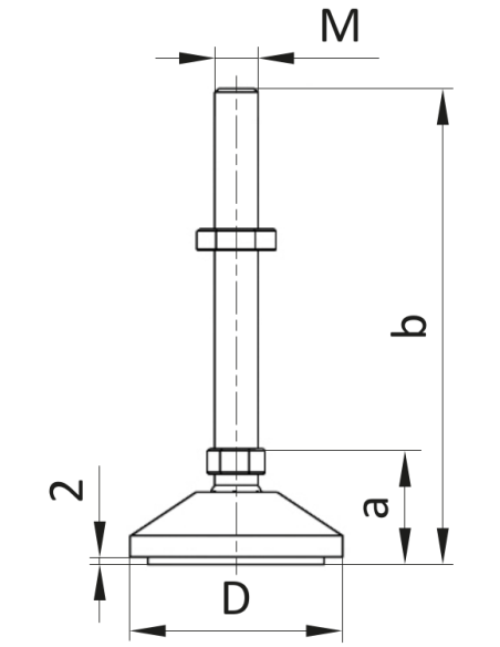 Noga przegubowa z podkładką izolującą D60 M12