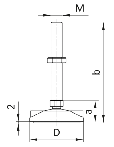 Noga przegubowa z podkładką izolującą D80 M12