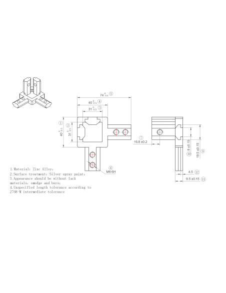 Łącznik węzłowy rowkowy 40x40/3 [8]